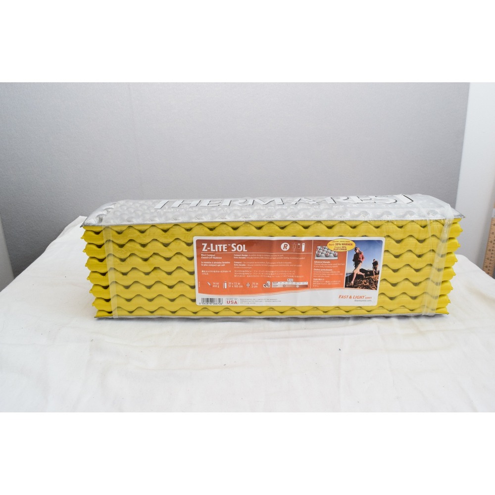 Therm a Rest Z-Lite Sol Regular Yellow Foam Sleeping Pad Camping Mattress Unisex